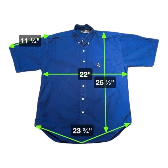 Disney Originals Blue Button-Down Shirt w/ Mickey Mouse Embroidery M Dress Shirt - Picture 3 of 5